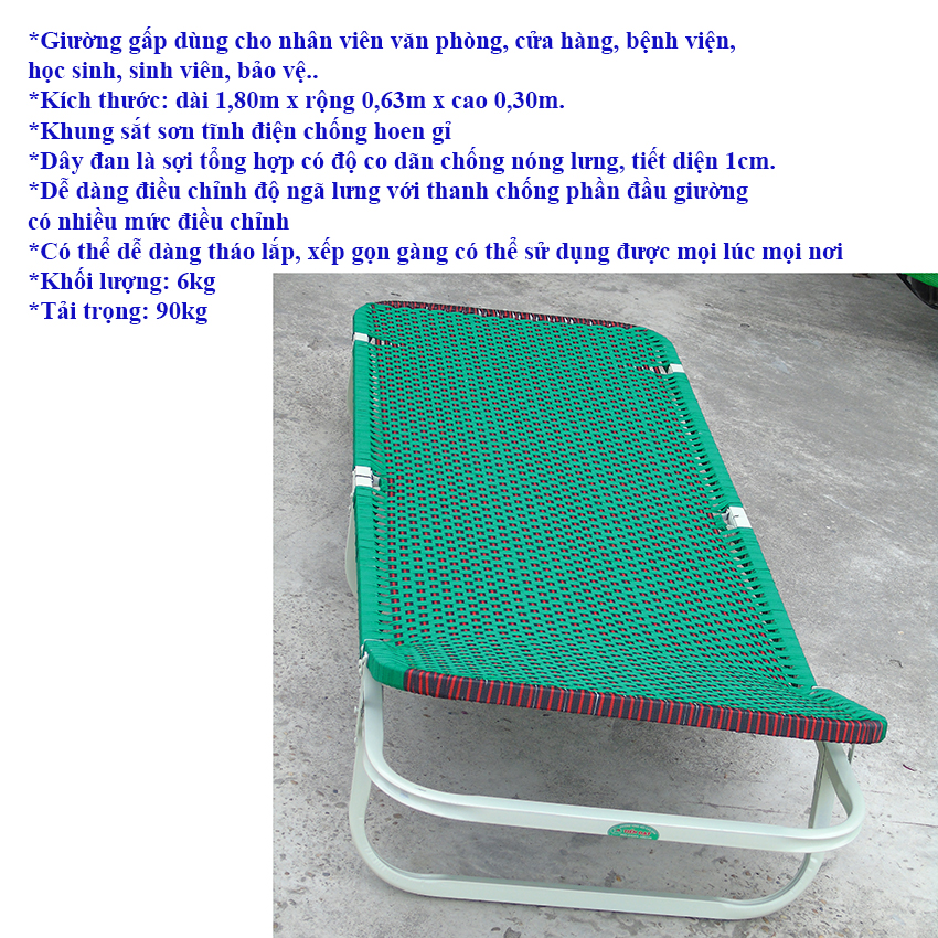 Giường gấp văn phòng, bệnh viện, giường nghỉ trưa khung sơn tĩnh điện