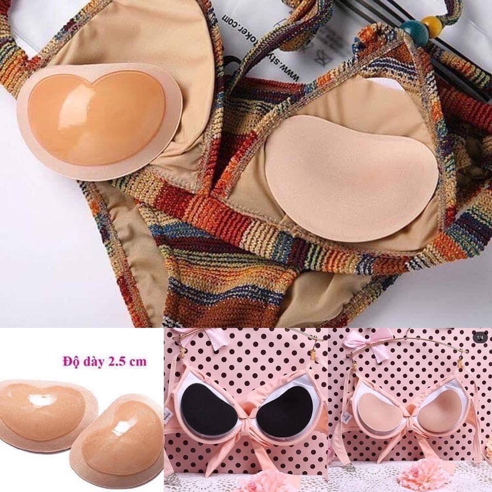 4 miếng độn ngực dày nâng ngực, miếng độn silicon dán trong áo bơi