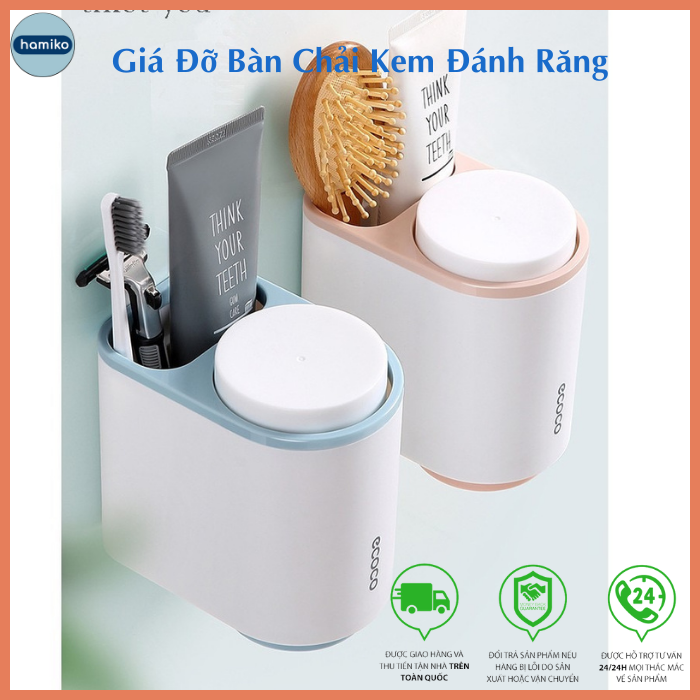 Giá treo bàn chải đánh răng nhà tắm, kệ kem đánh răng ECOCO dán tường-Hamikovn