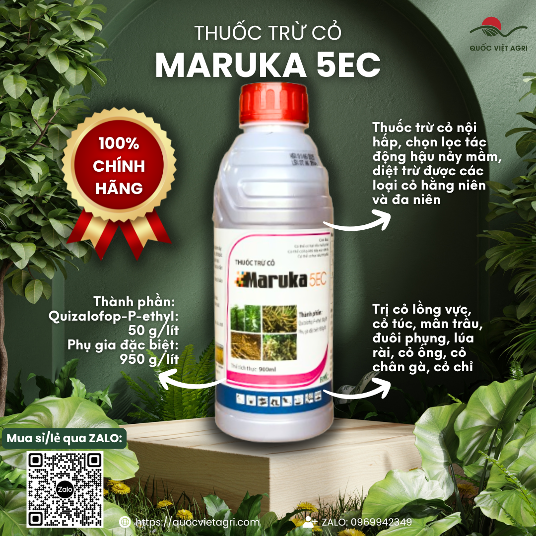  Thuốc trừ cỏ MARUKA 5EC  480ml - 900ml  - Quizalofop P ethyl 50g l Diệt cỏ lồng vực cỏ túc mần trầu đuôi phụng cỏ ống chân gà cỏ chỉ lúa rài 
