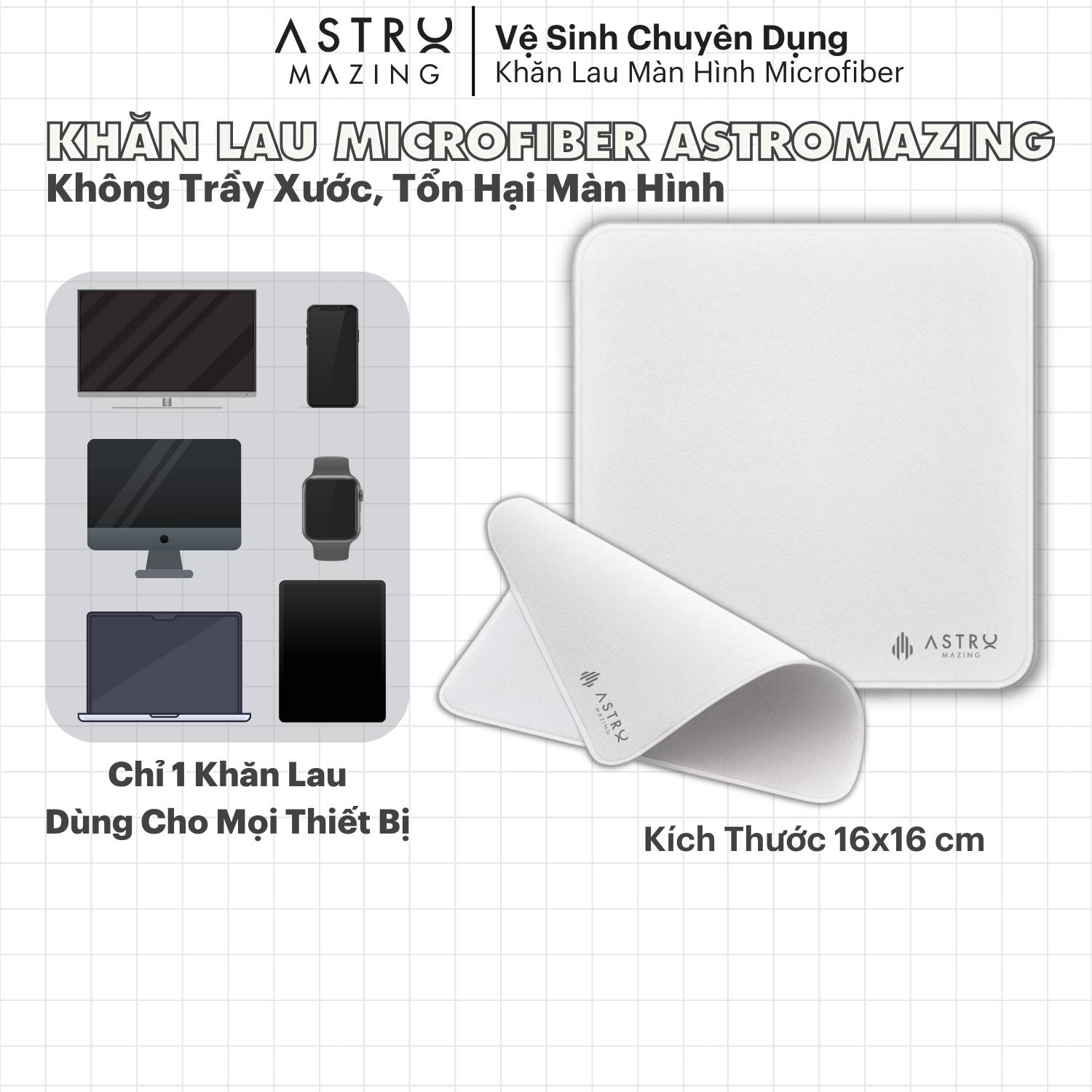 [Polishing Cloth V2] Khăn lau Microfiber AstroMazing cho màn hình điện thoại iPad Macbook