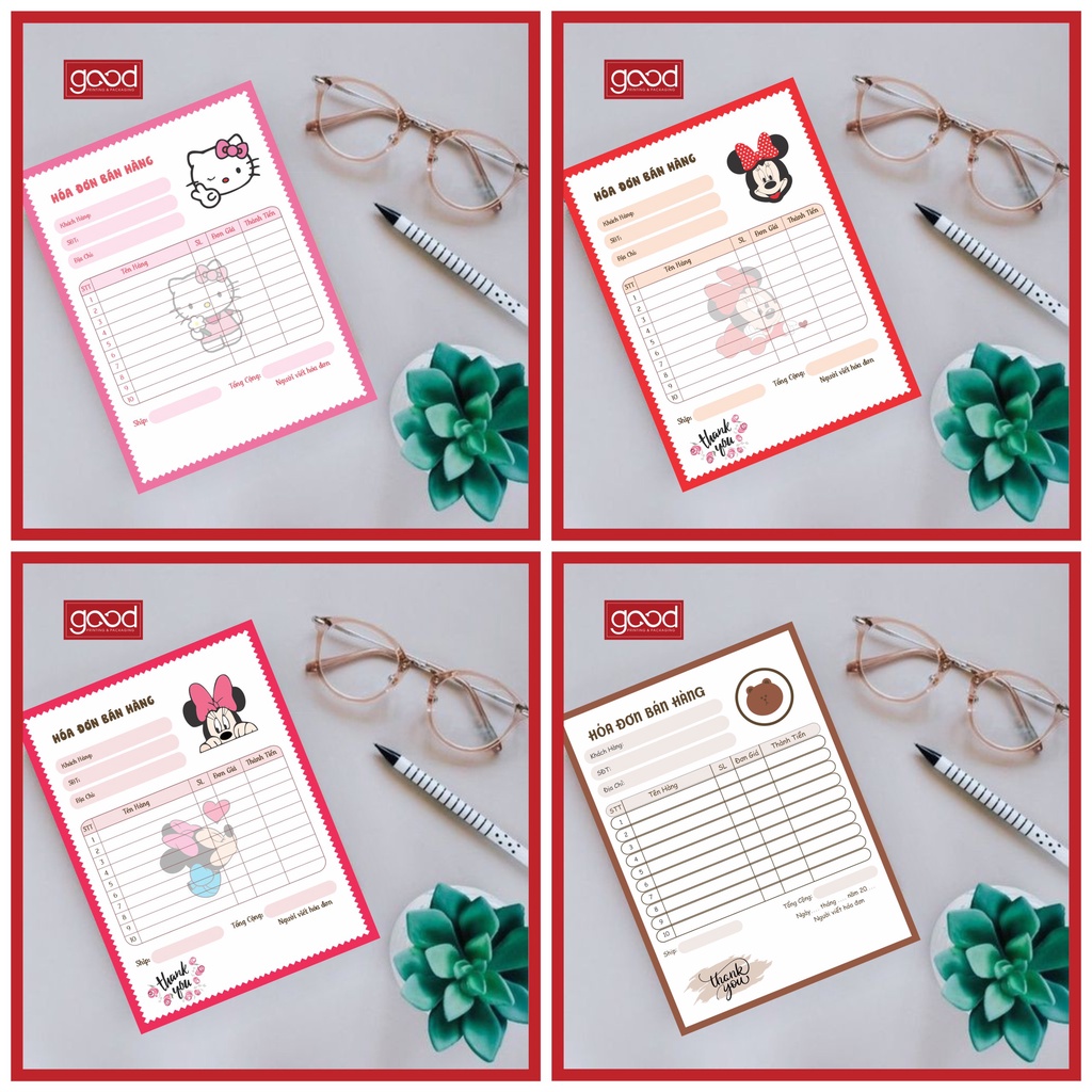 SET 50 Tờ hóa đơn bán hàng nhiều mẫu, siêu xinh dễ thương