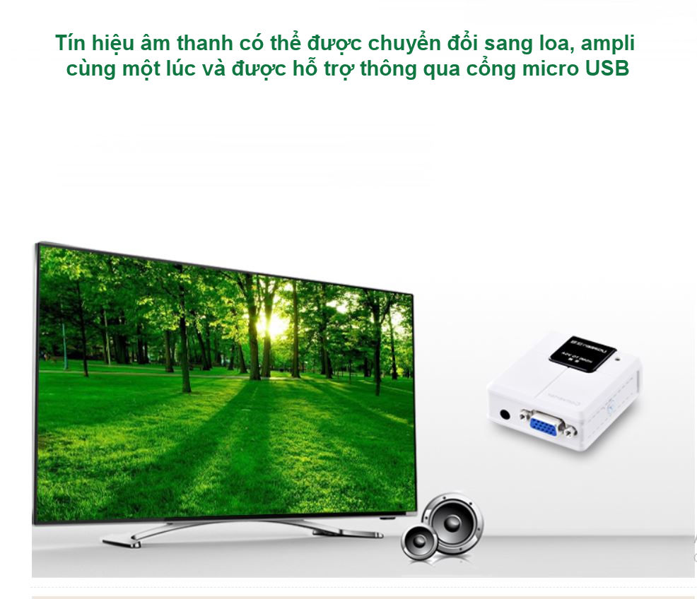 Bộ chuyển đổi tín hiệu HDMI sang VGA hỗ trợ cổng âm thanh Audio UGREEN 40209 Bộ chuyển đổi tín hiệu HDMI sang VGA hỗ trợ cổng âm thanh Audio UGREEN 40209