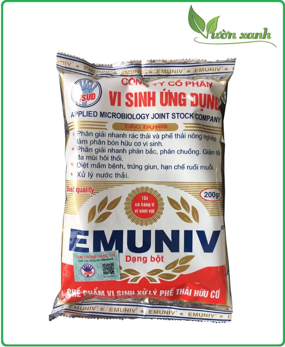 Combo 2 gói chế phẩm vi sinh xử lý chế phẩm hữu cơ EM, EMUNIV 200gr