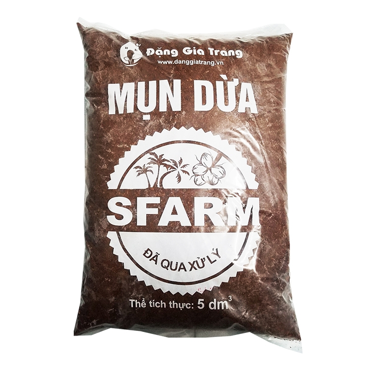 Giá thể trồng cây mụn dừa Sfarm đã qua xử lý dùng trồng rau hoa phối trộn đất - bao 5dm3