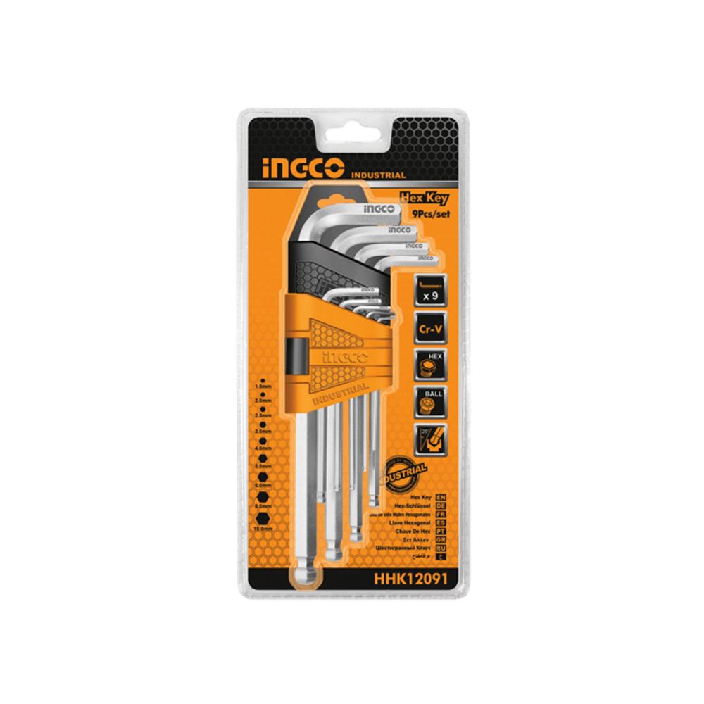 Bộ lục giác bi 9 chi tiết ingco hhk12091