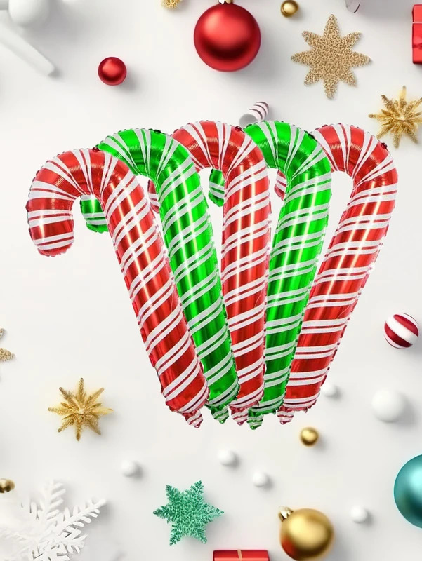5pcs 84cm Large Red Green Christmas Stick Foil Balloons Christmas Crutch Balloon Christmas Decorations for home Navidad 2025