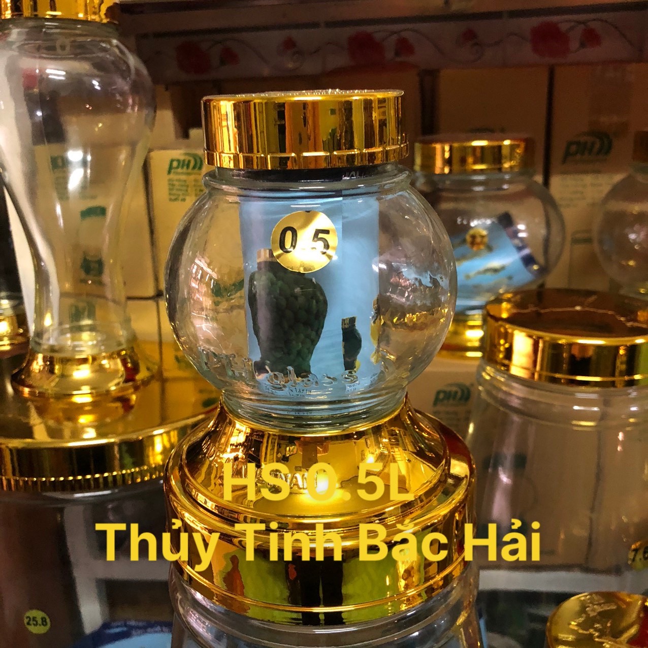 BÌNH THỦY TINH VÀ HŨ THỦY TINH NGÂM RƯỢU CAO CẤP PHÚ HÒA 0.5 LÍT-THỦY TINH BẮC HẢI