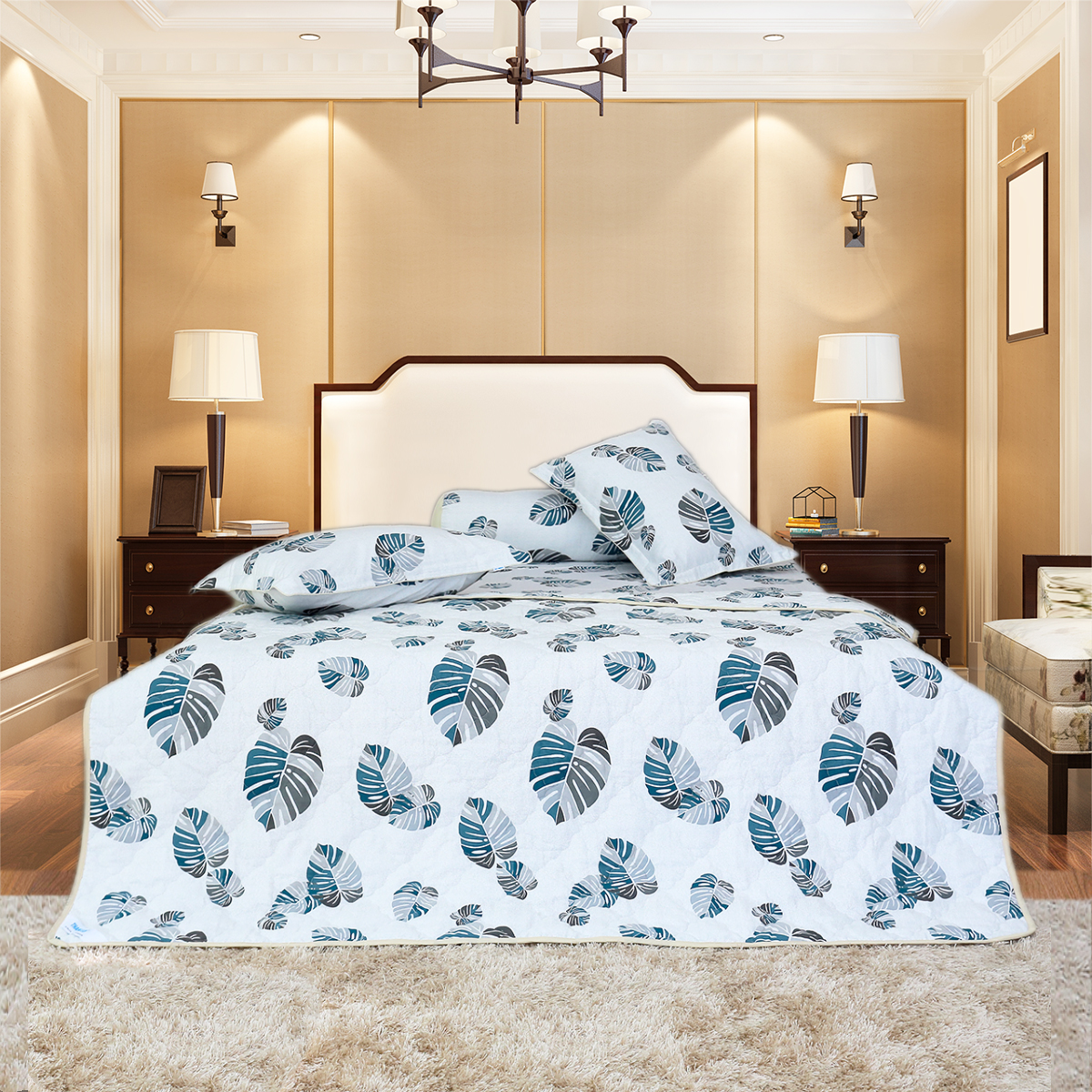 Bộ chăn drap gối cotton hoa thắng lợi mẫu 4 - chính hãng