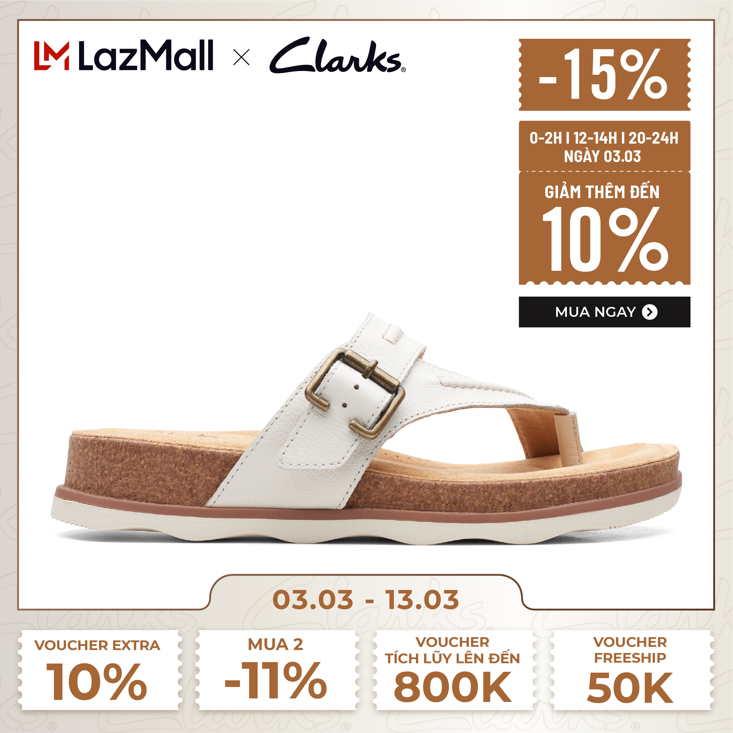 Dép Xỏ Ngón Da Nữ Clarks - Brynn Madi