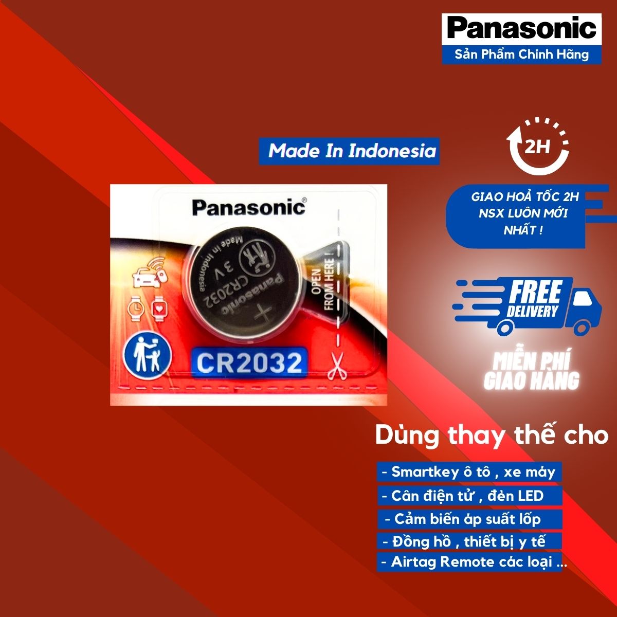 Vỉ 1 Viên Pin CR2032 3V Panasonic Lithium Cao Cấp  - Hàng chính hãng