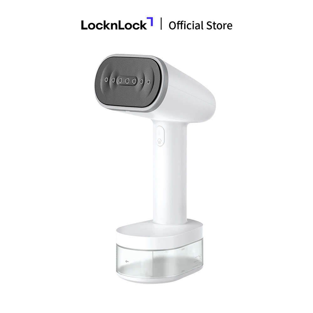 ENI223WHT - Bàn ủi hơi nước cầm tay LockLock - Làm nóng nhanh 30s, Mặt là sứ an toàn, 2 đầu chải đi kèm, tự làm sạch - BH 2 năm