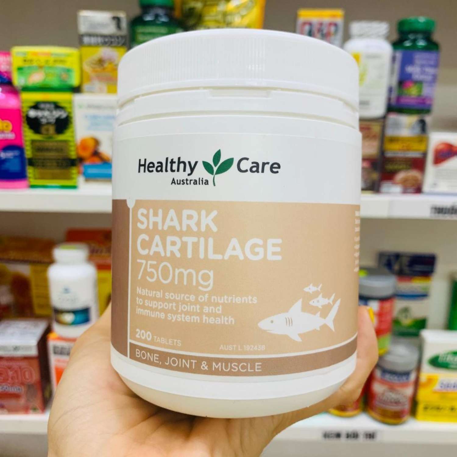 Viên uống sụn cá mập shark cartilage 750mg healthy care 200 viên - sụn cá mập bổ xương khớp