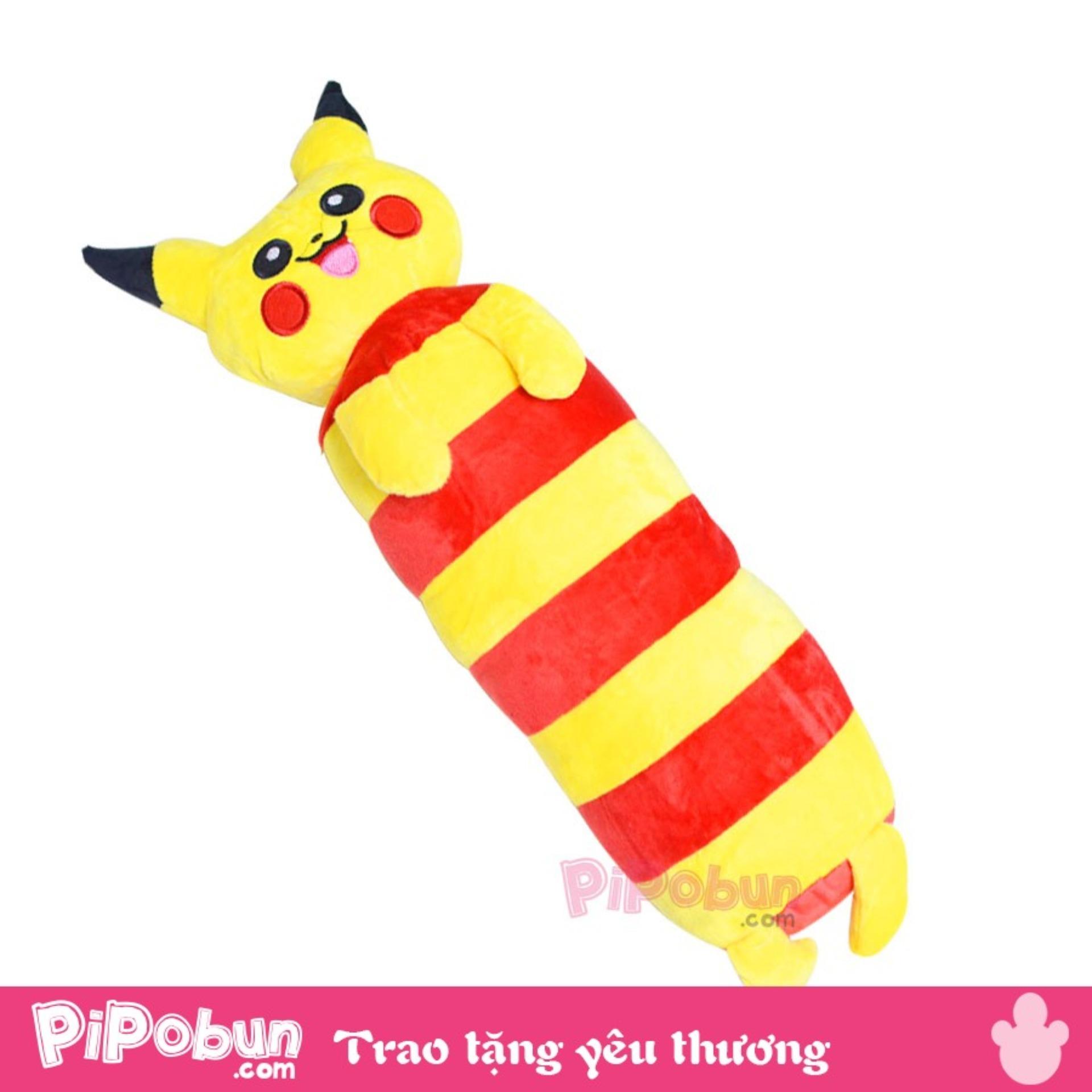 Gối ôm cho bé size lớn – hình Pikachu – màu Vàng Hồng hãng Pipobun