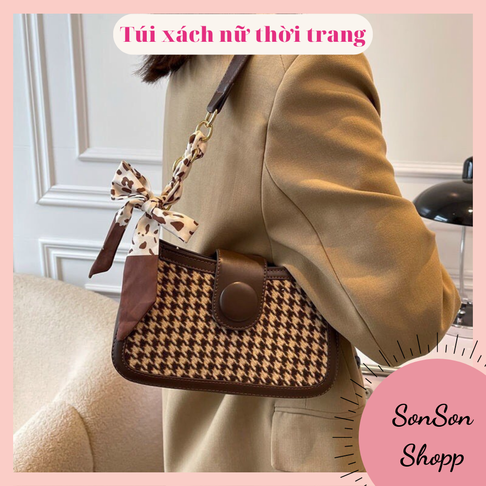 Túi kẹp nách cho nữ, túi kẹp nách phối xích sang chảnh Hàn Quốc