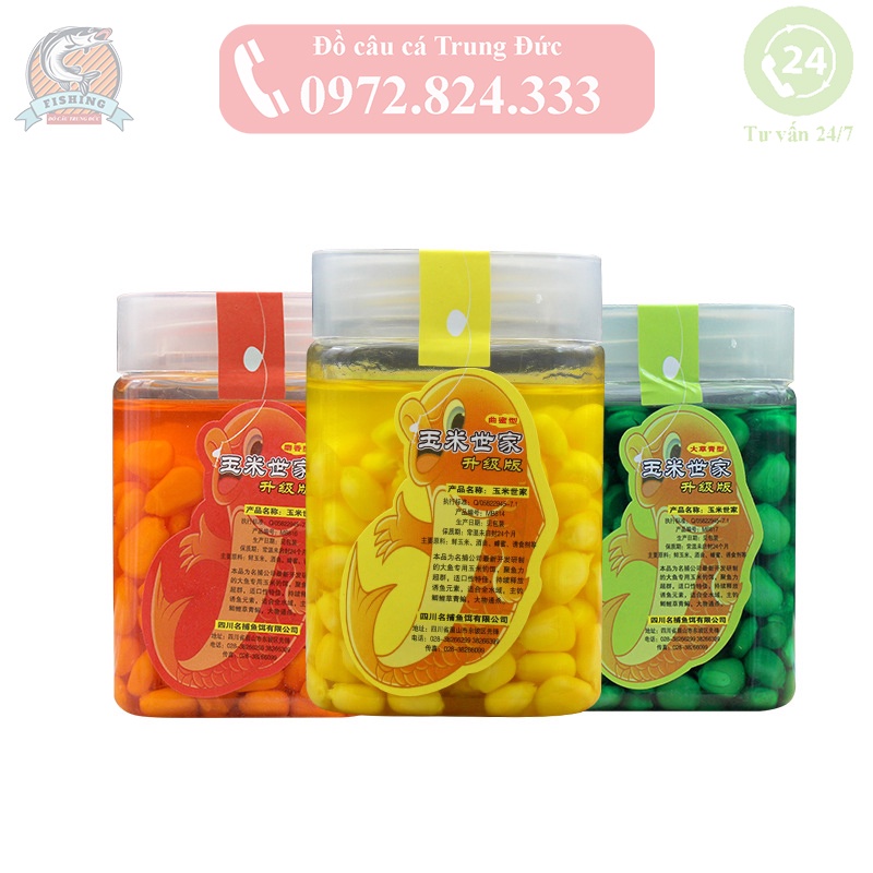 Mồi câu cá hạt ngô mềm ủ dạng nước chuyên dùng câu cá nước ngọt chép, diếc