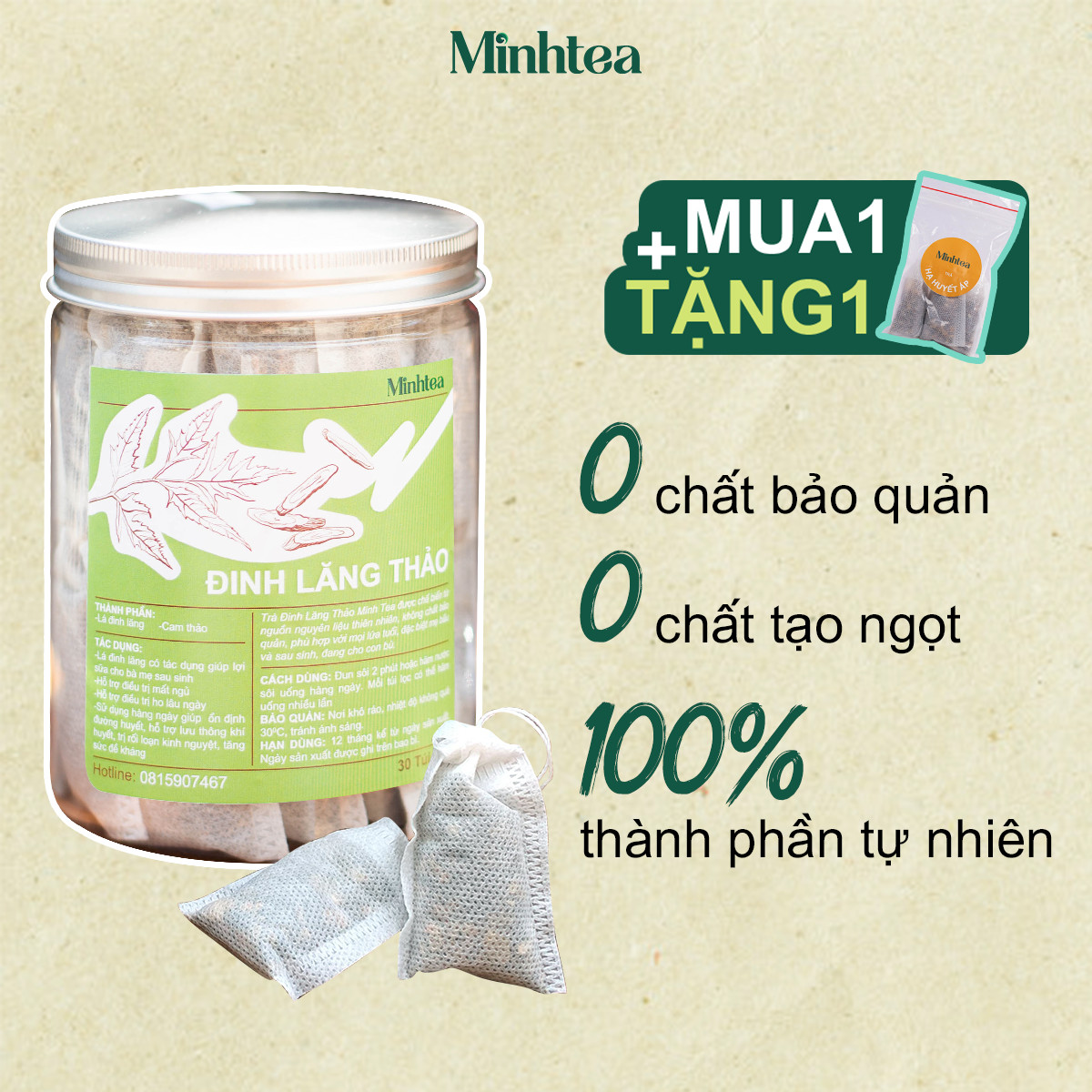 [XẢ HÀNG] Trà Đinh Lăng Thảo Minhtea giúp ngủ ngon lợi sữa loại đóng thô hoặc túi lọc