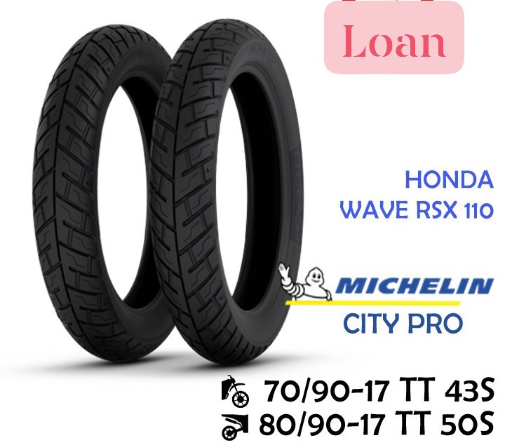 Cặp vỏ xe Honda Wave RSX 110 hãng Michelin size 70/90-17 và 80/90-17 gai CITY PRO dùng ruột
