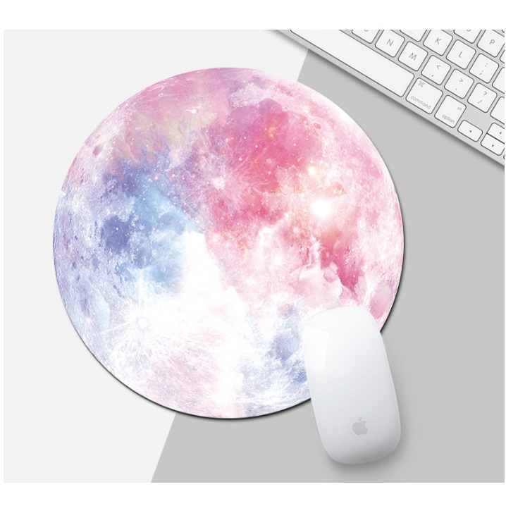 Miếng lót chuột dễ thương hình tròn 20cm - Thiên hà tím . Bàn di chuột tròn siêu cute nhiều mẫu mã