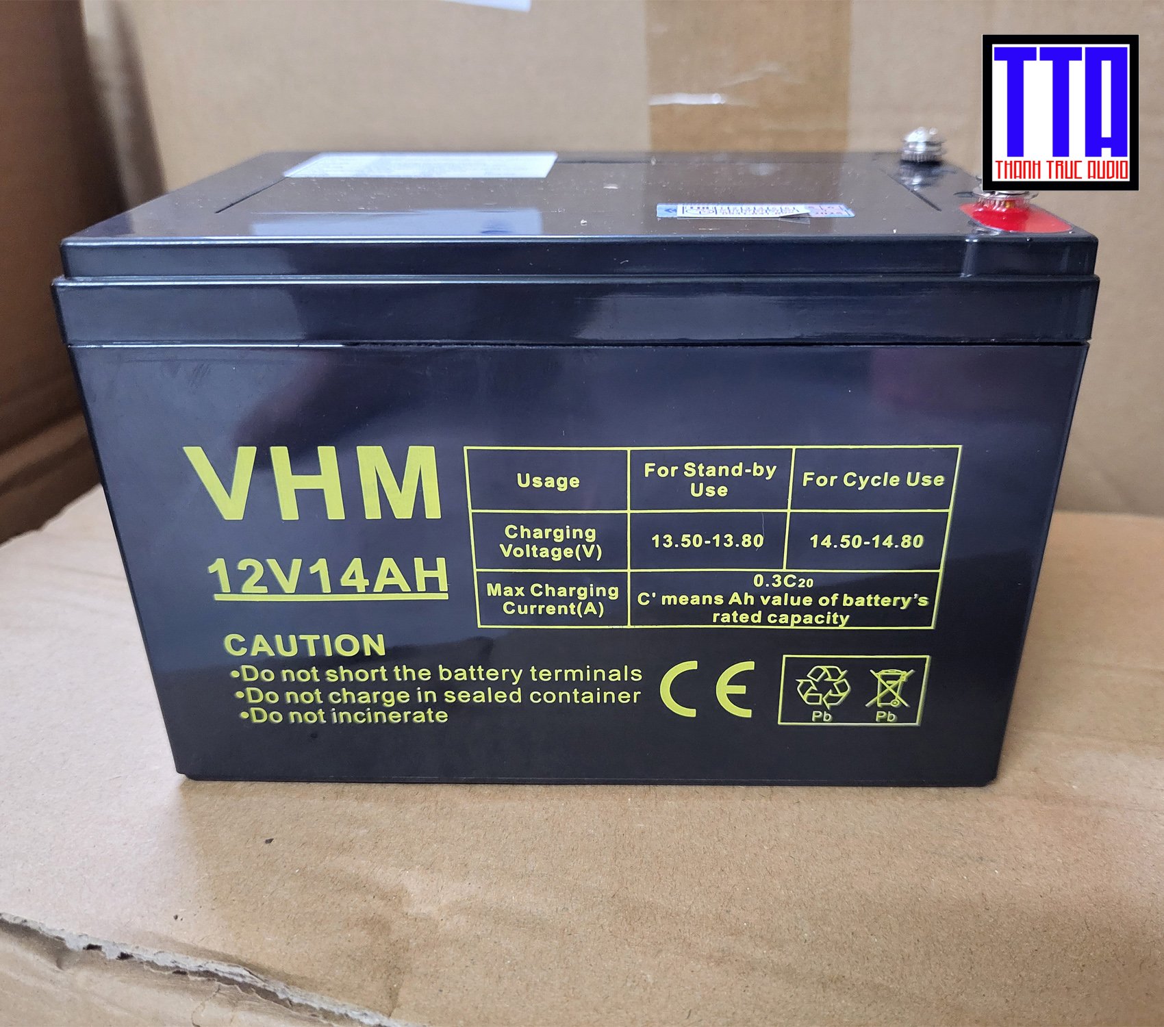 Acquy dùng cho loa kéo 12V/14A, bình 12V/14A loại tốt, cọc vặn ốc