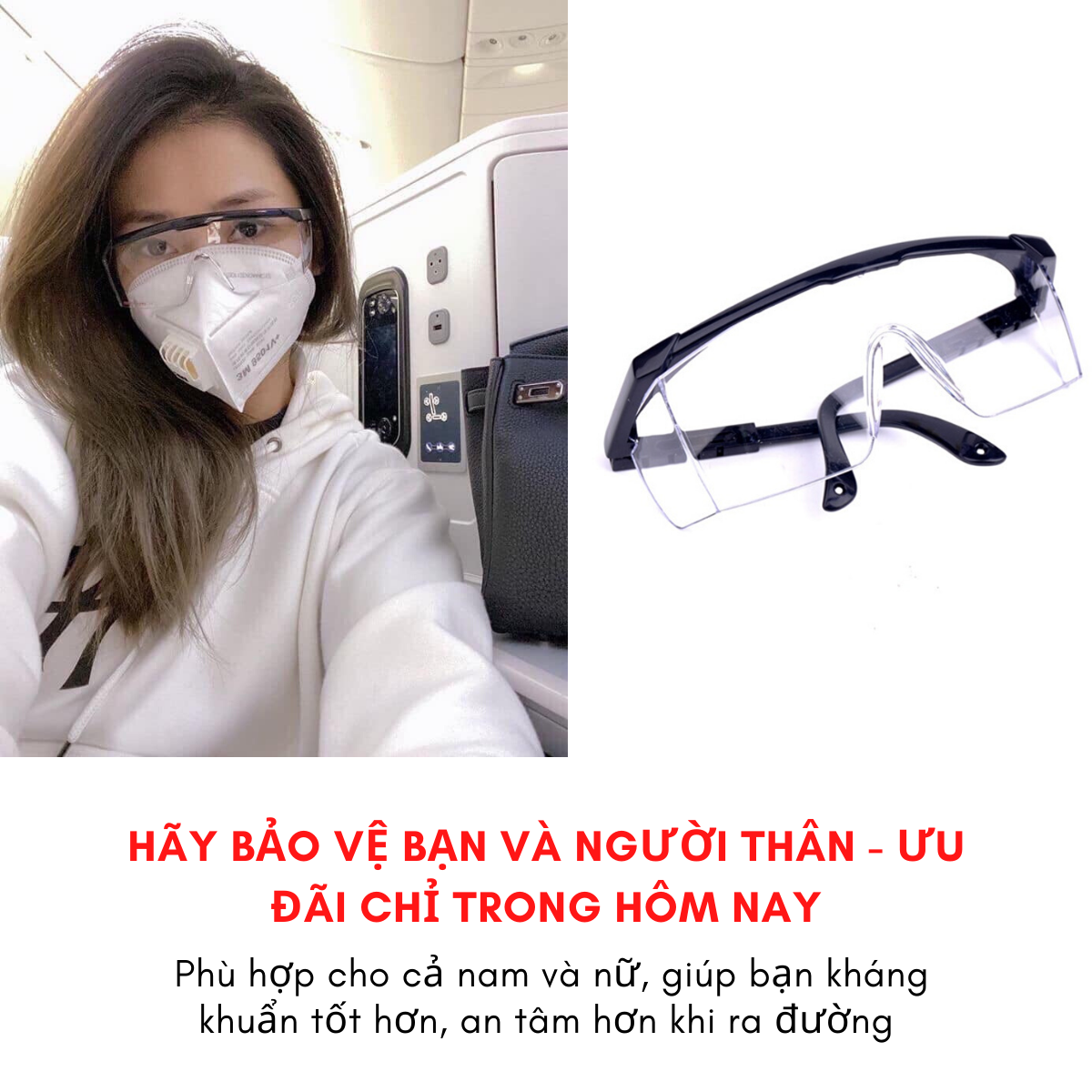 Kính y tế chuyên dụng kháng khuẩn ôm khít ngừa virus Corona  hàng cao cấp Bảo vệ mắt khỏi ô nhiễmchống tia UV dịch bụitránh các tác nhân gây tổn thương mắt ngay cả khi bạn đang đeo kính cận