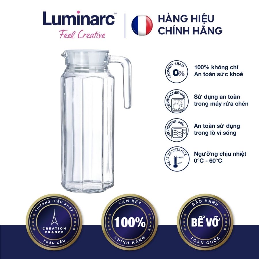 Bình nước thuỷ tinh luminarc octime 1.1l - lubig2664