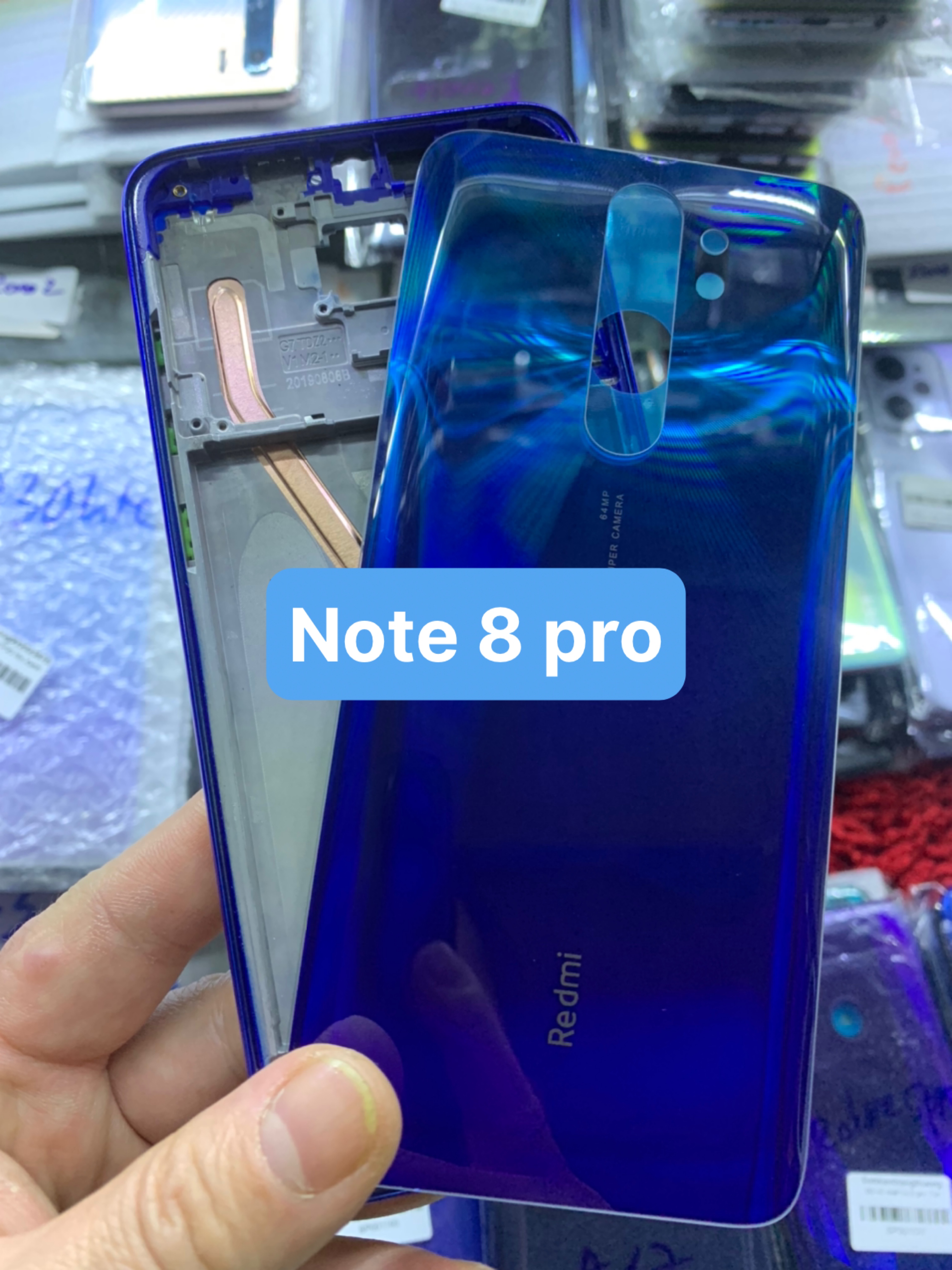 Full Bộ xương vỏ zin điện thoại xiaomi redmi note 8 pro, kèm kính cam, khay sim