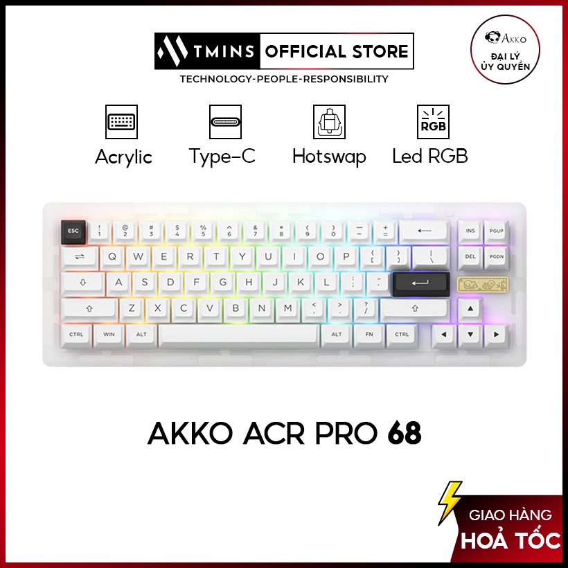 Bàn phím akko acr68 pro - hàng chính hãng - bảo hành 12 tháng