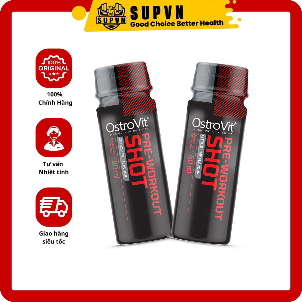 Ostrovit Pre Workout Shot Dạng Nước (80ml) - Chai Uống Hỗ Trợ Tăng Sức Mạnh Năng Lượng Trước Khi TậP Luyện