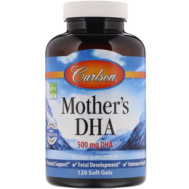 [HCM] DHA cho Bà Bầu, Carlson Labs, Mother's DHA, 500 mg, 120 Soft Gels, Date 09/2025