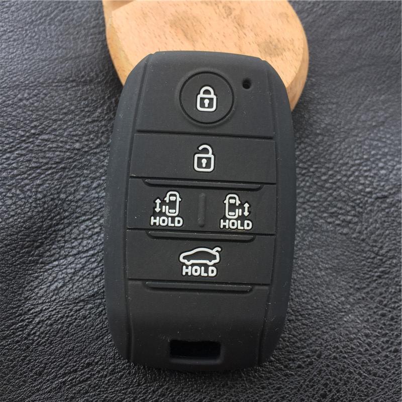 Bao Silicone chìa khóa 5 nút bấm cho xe ôtô KIA Grand Carnival, Sedona (đen)