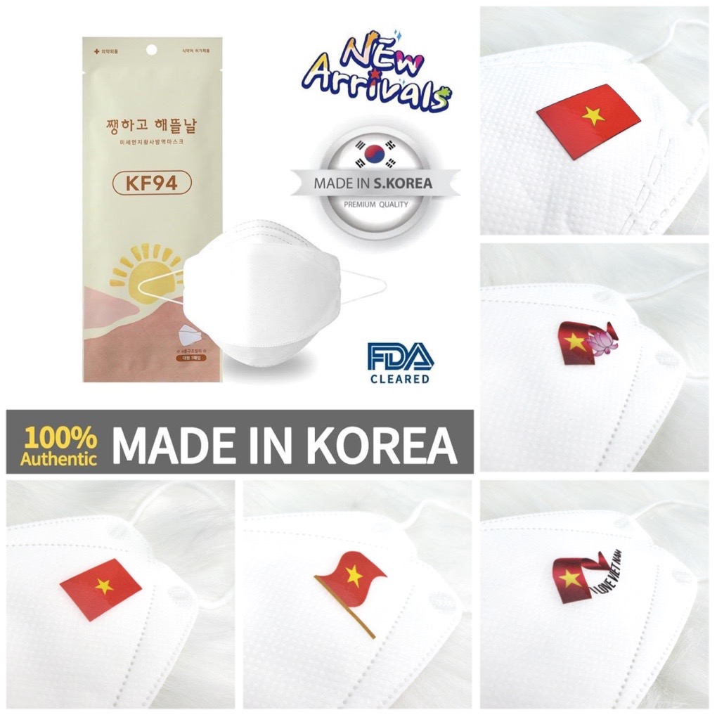 Set 5 cái khẩu trang kf94 in hình cờ việt nam/ khẩu trang logo cờ việt nam