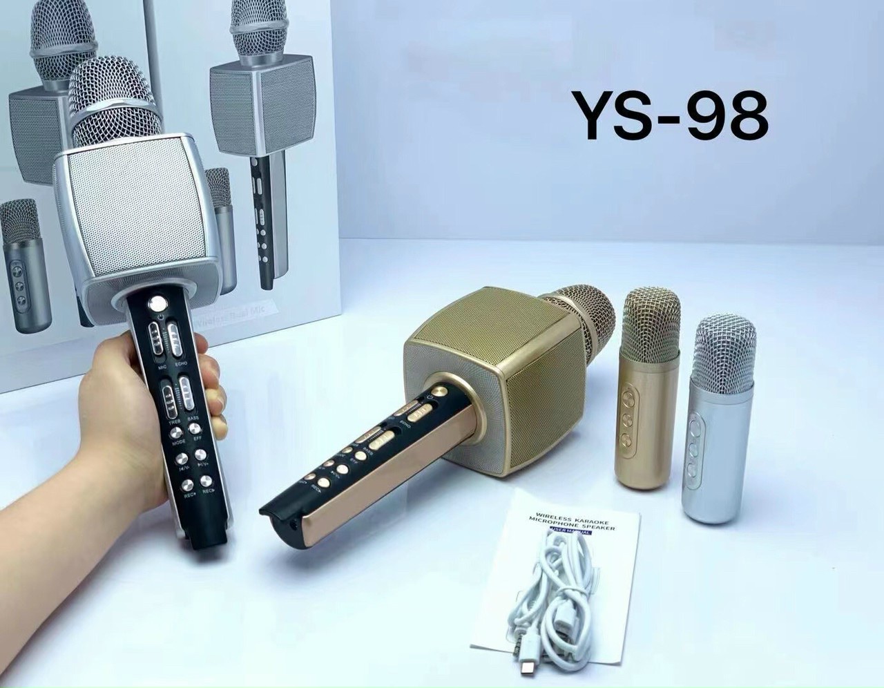 (GIAO HÀNG NHANH) Micro Hát Karaoke Cho Điện Thoại, Micro Karaoke Bluetooth YS98 Song ca kèm loa không dây giả giọng nói -Kèm micro song ca, Kiểu Dáng Sang Trọng, Nghe Nhạc Cực Hay Âm Bass Cực ĐỈnh Mic Bắt Giọng Rất Tốt