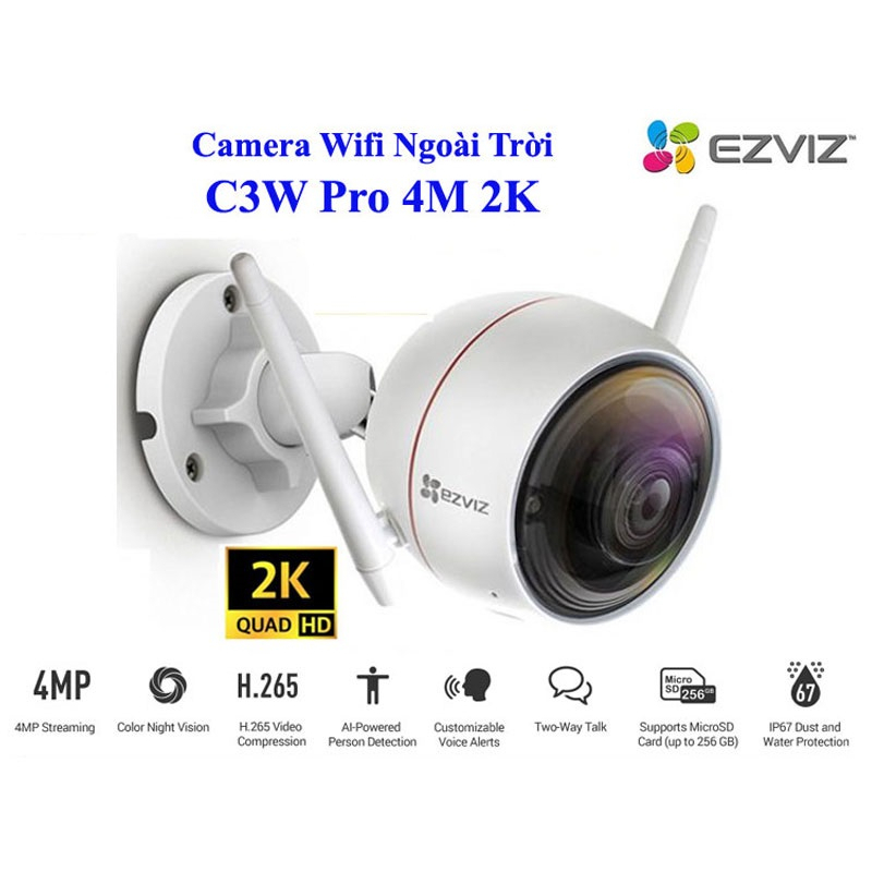 Camera IP Wifi Ngoài Trời Ezviz C3X , C3N, C3W Pro 4MP - Hàng chính hãng