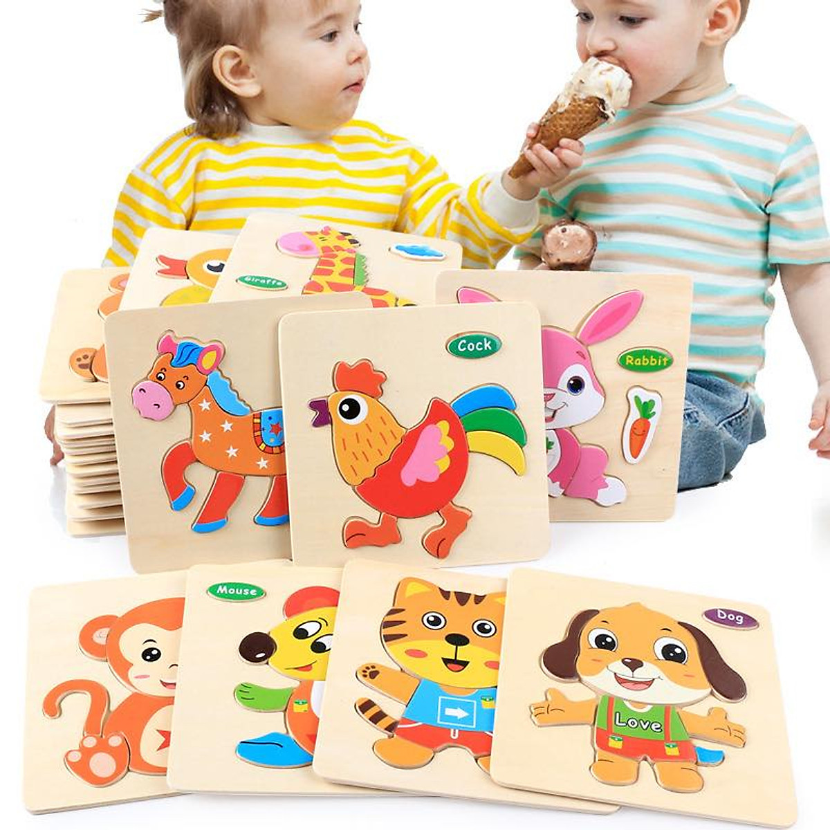 Combo 10 tranh ghép hình 3d nổi bằng gỗ