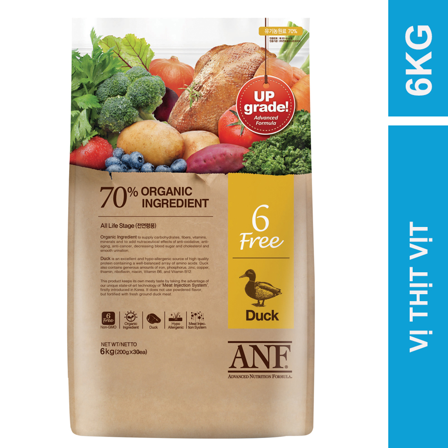 HỎA TỐC [6KG] - ANF 6FREE Thức ăn hạt hữu cơ cho chó vị Vịt