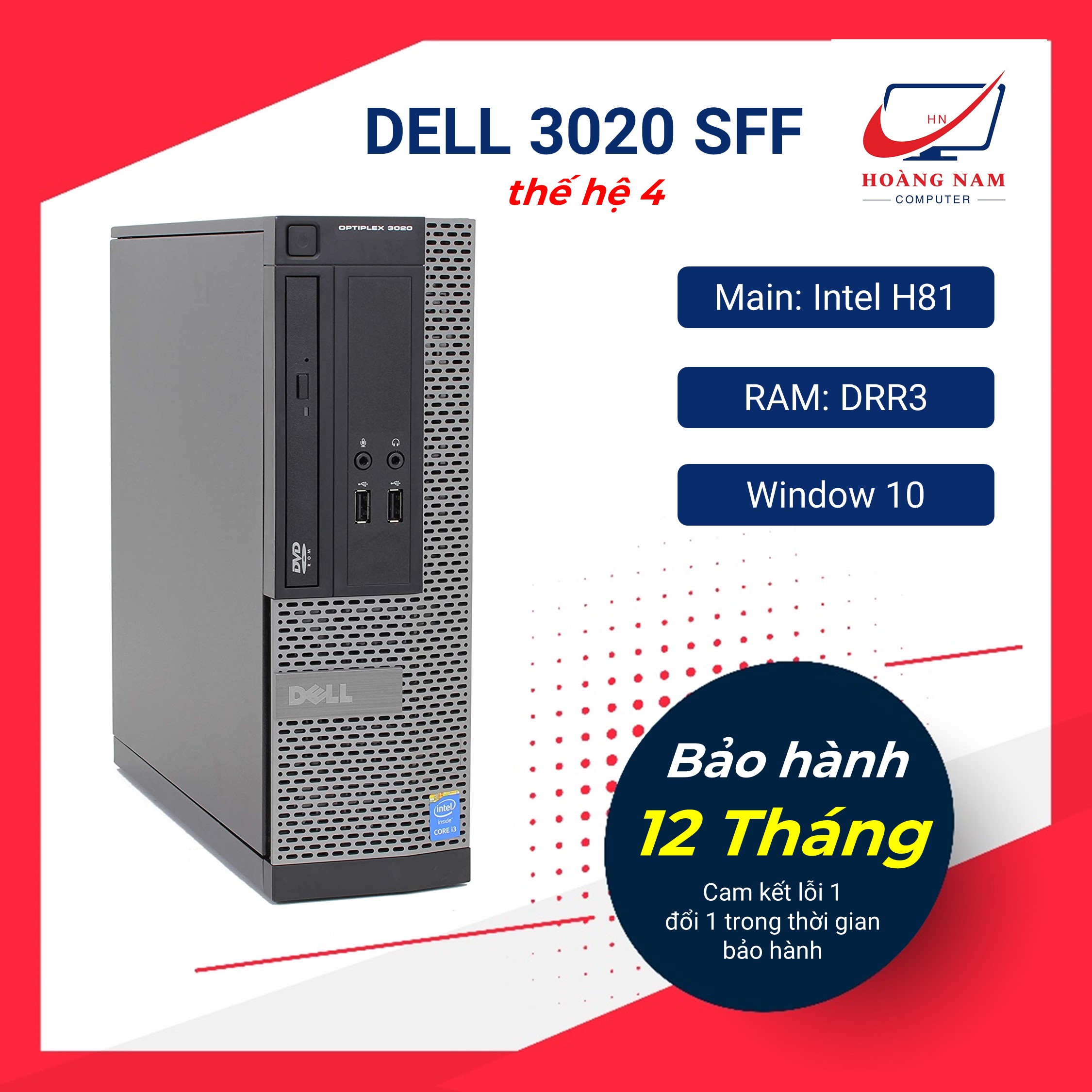 Case máy tính đồng bộ Dell Optiplex 3020 Thế hệ 4 | Main H81 | Core i7 4770 - I5 4570 - I3 4130 | 2 khe Ram DRR3 | Bảo hành 12 tháng lỗi 1 đổi 1, Tặng USB Wifi