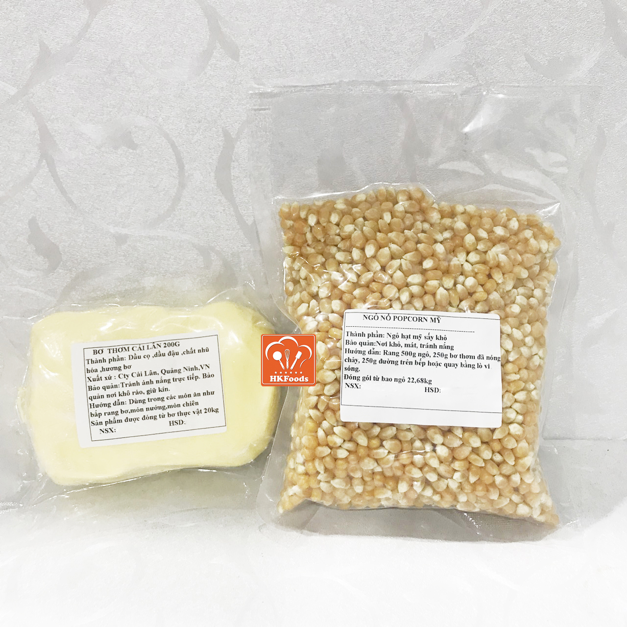 Combo 500g Ngô Nổ Mỹ và 200g Bơ thơm Cái Lân làm bắp rang bơ siêu ngon