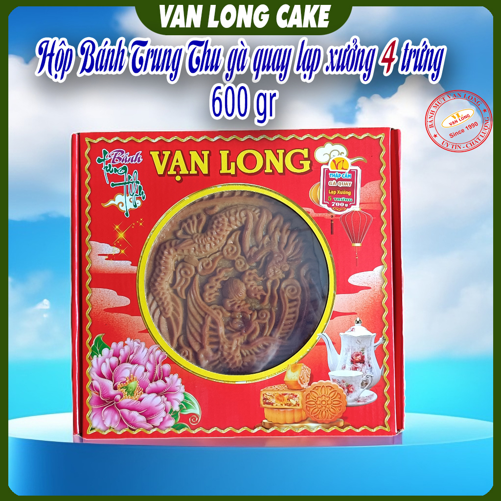 Bánh trung thu Vạn Long thập cẩm gà quay 4 trứng 600 gr