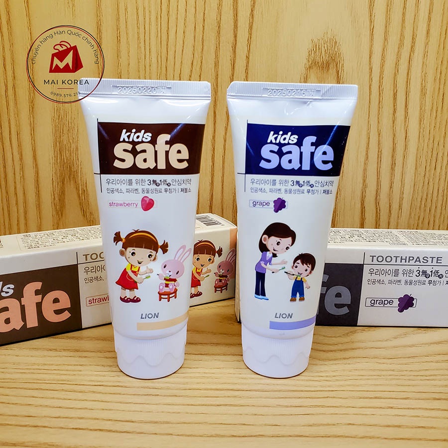 Kem đánh răng trẻ em cj lion kids safe hàn quốc 90g kem đánh răng nuốt được kids safe