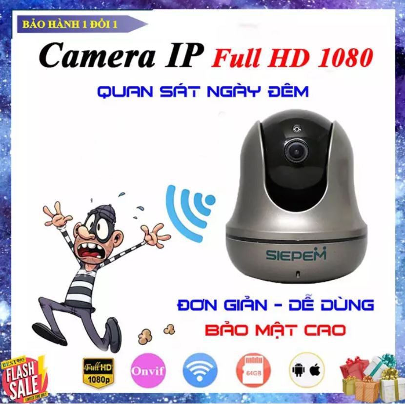 [HCM][ Mẫu 2020 Nhiều Tính Mới ] Camera wifi Camera Ip Wifi Camera Không Dây Trong Nhà Siepem S6812 Plus Xoay 360 Độ Siêu Nét Full HD 1080p Đàm Thoại 2 Chiều Bảo Hành 12 Tháng Đổi Mới.