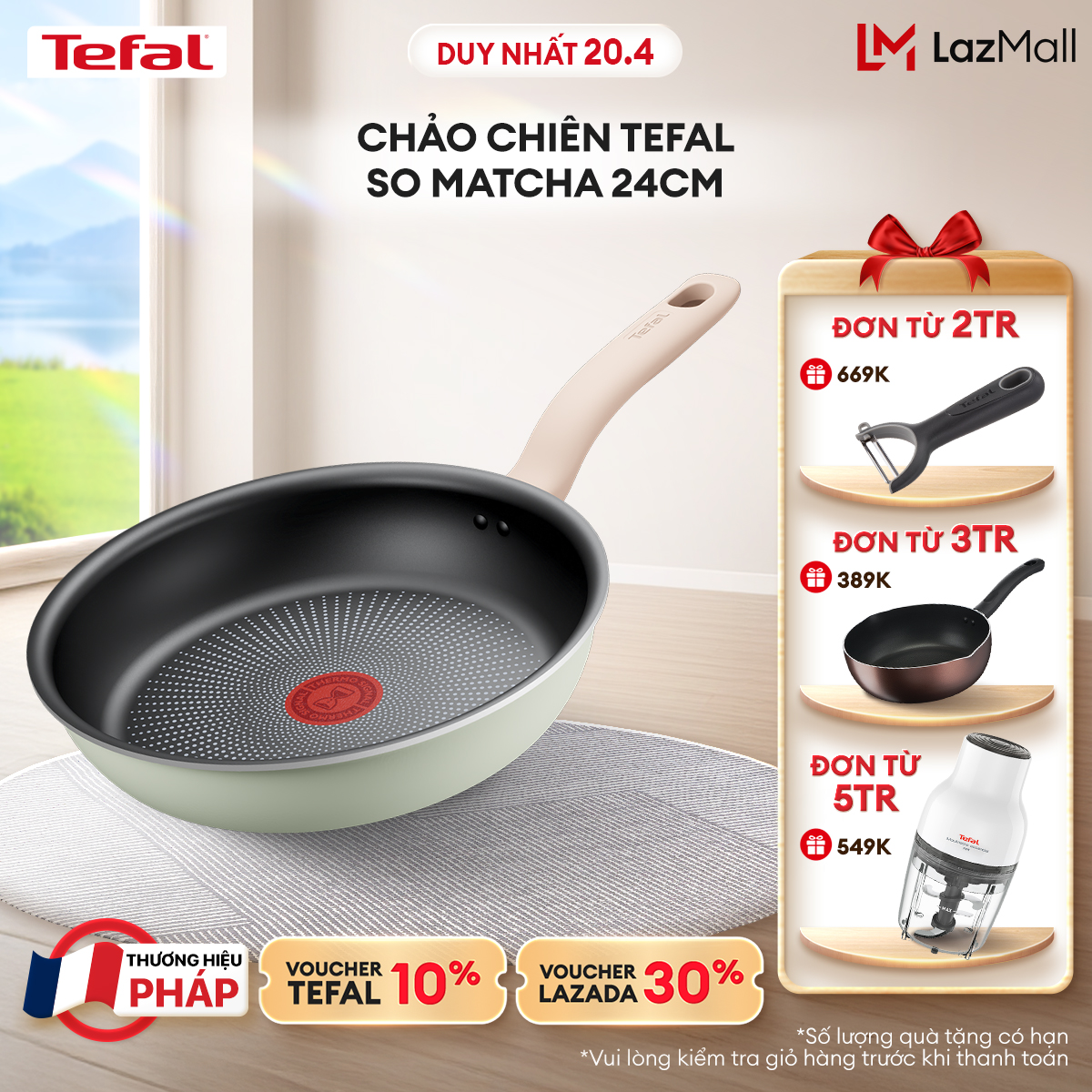 [NHẬP MÃ TEFALOFF30T4 GIẢM 30%] Chảo chiên Tefal So Matcha 24cm