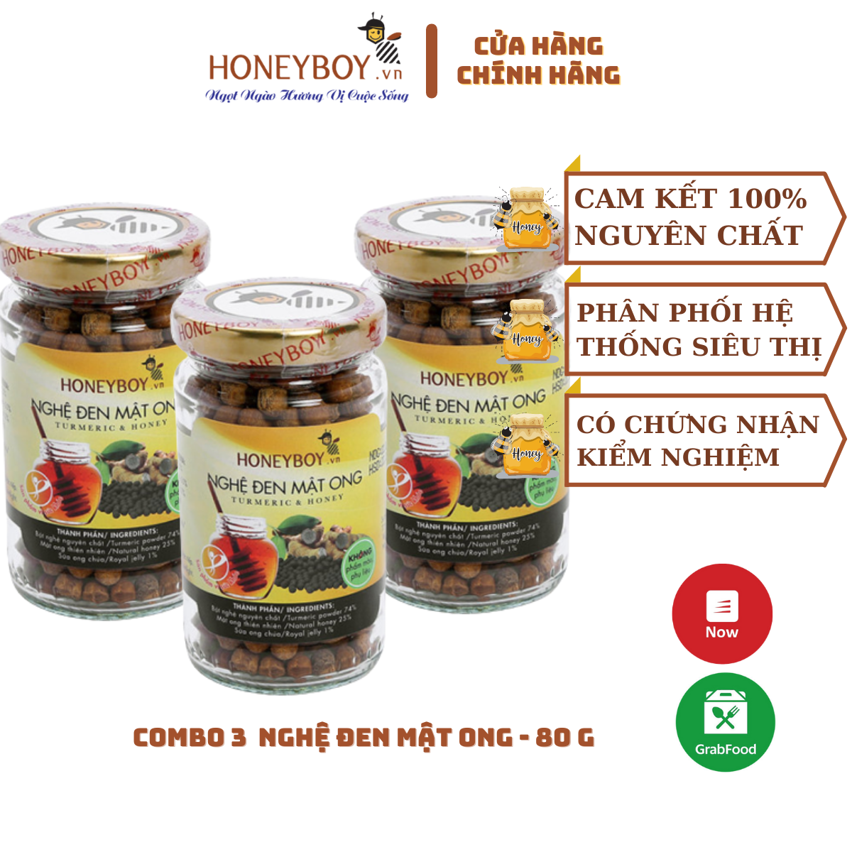 Bộ 3 nghệ đen mật ong honeyboy 80g