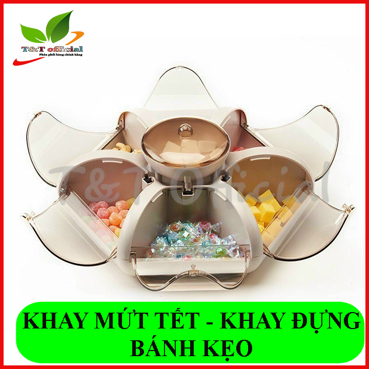 Khay Mứt Tết, Khay Đựng Bánh Kẹo 6 Cánh Hoa Tự Bung Kiểu Sen, Sang Chảnh, Lịch Sự, Mẫu Mới Nhất Tết 2021