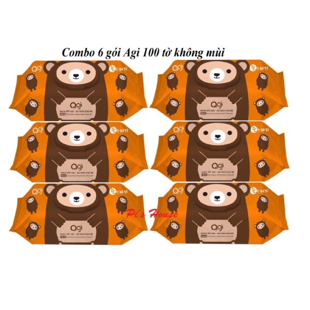 Combo 6 gói khăn ướt agi 100 tờ