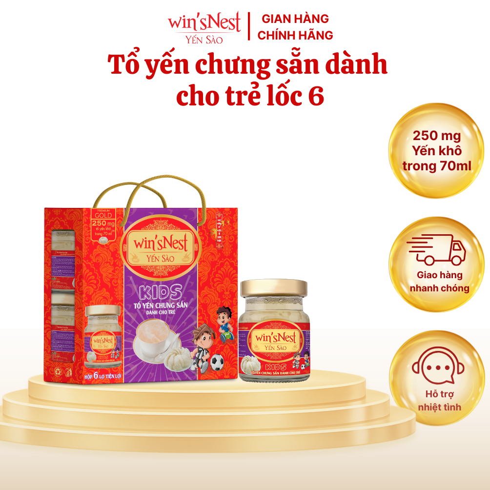 Lốc 6 lọ  (20%) Yến sào cao cấp win'sNest kids tổ yến chưng sẵn dành cho trẻ em (420ml/lốc)