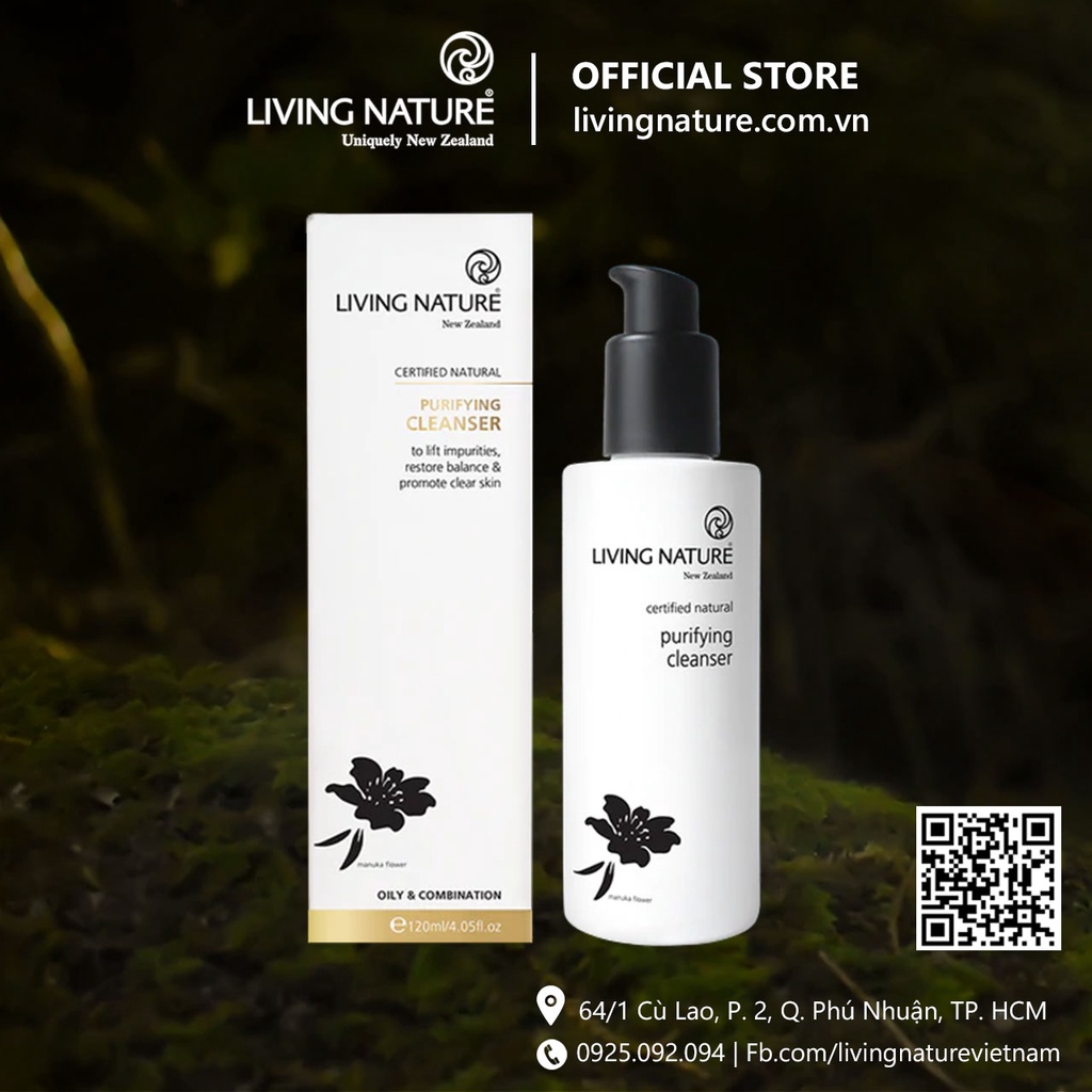 Sữa rửa mặt thanh lọc, ngừa mụn Living Nature Purifying Cleanser 120ml
