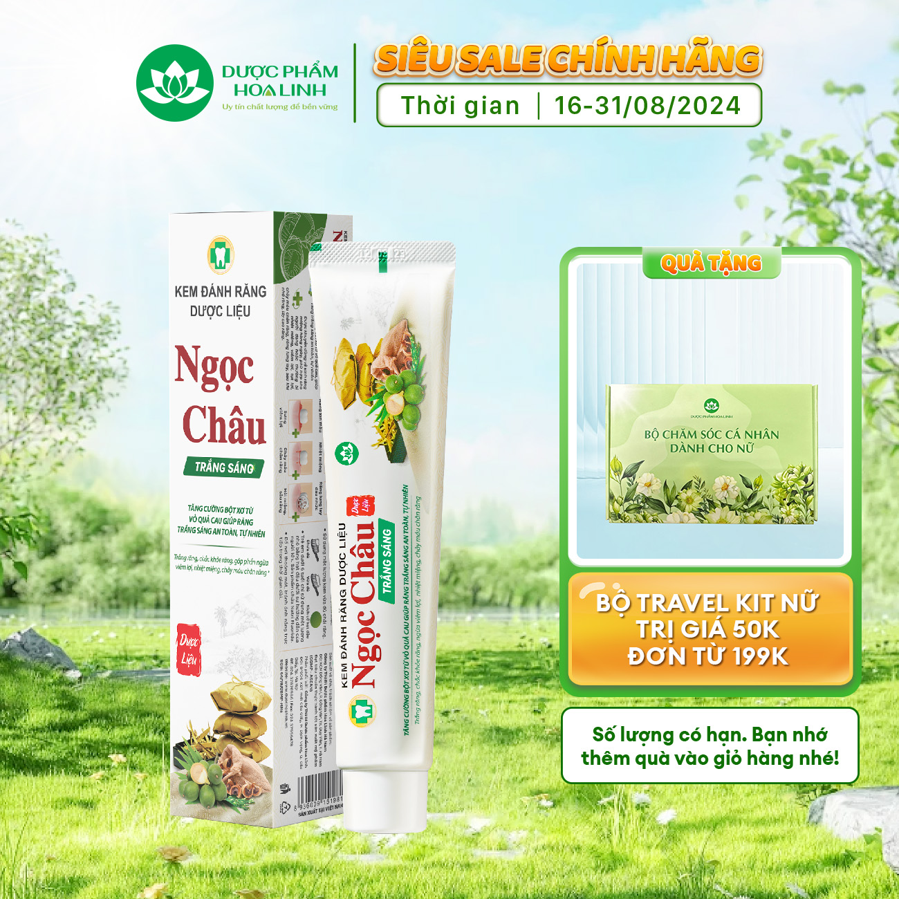 Kem Đánh Răng Dược Liệu Ngọc Châu Trắng Sáng 100g