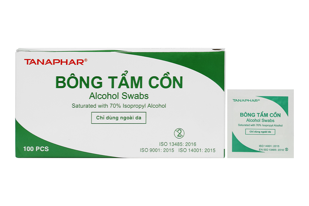 10 miếng bông tẩm cồn sát trùng tanaphar