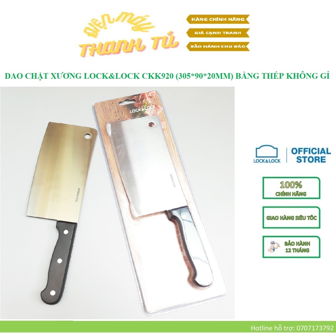 Dao chặt xương lock&lock ckk920 bằng thép không gỉ - hàng chính hãng
